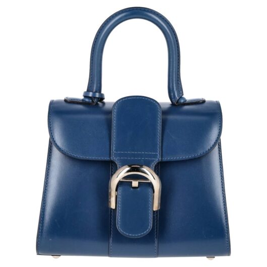 Delvaux Women's Preloved Brillant Mini Box Bag in Blue Leather