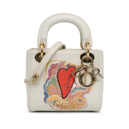 Dior Women's Preloved Niki De Saint Phalle Mini Calfskin amour Lady Bag in White