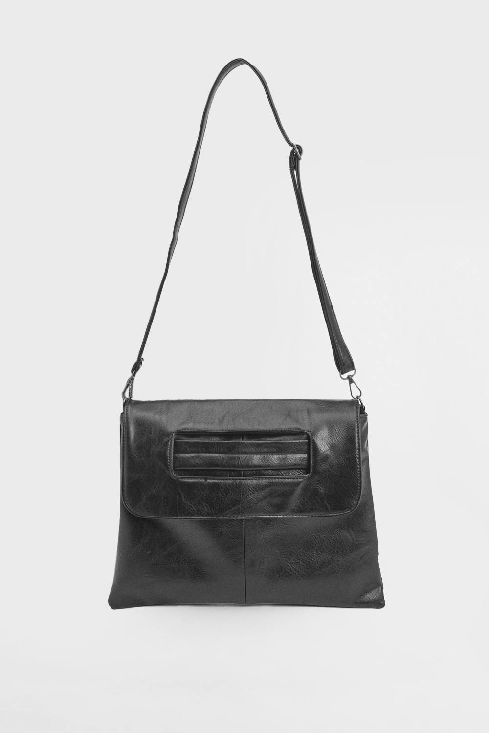MISSPAP Women's Black Oversized Faux Leather Look Clutch Bag with Handle