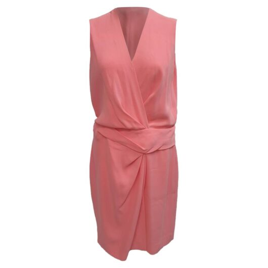 Diane Von Furstenberg Women's Preloved Wrap-Effect Knee-Length Dress in Pink Triacetate | Size: 10
