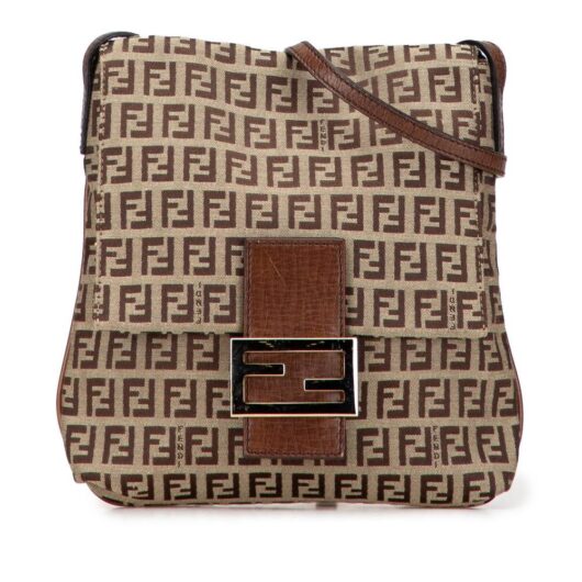 Fendi Women's Preloved Zucchino Canvas Crossbody Bag in Brown