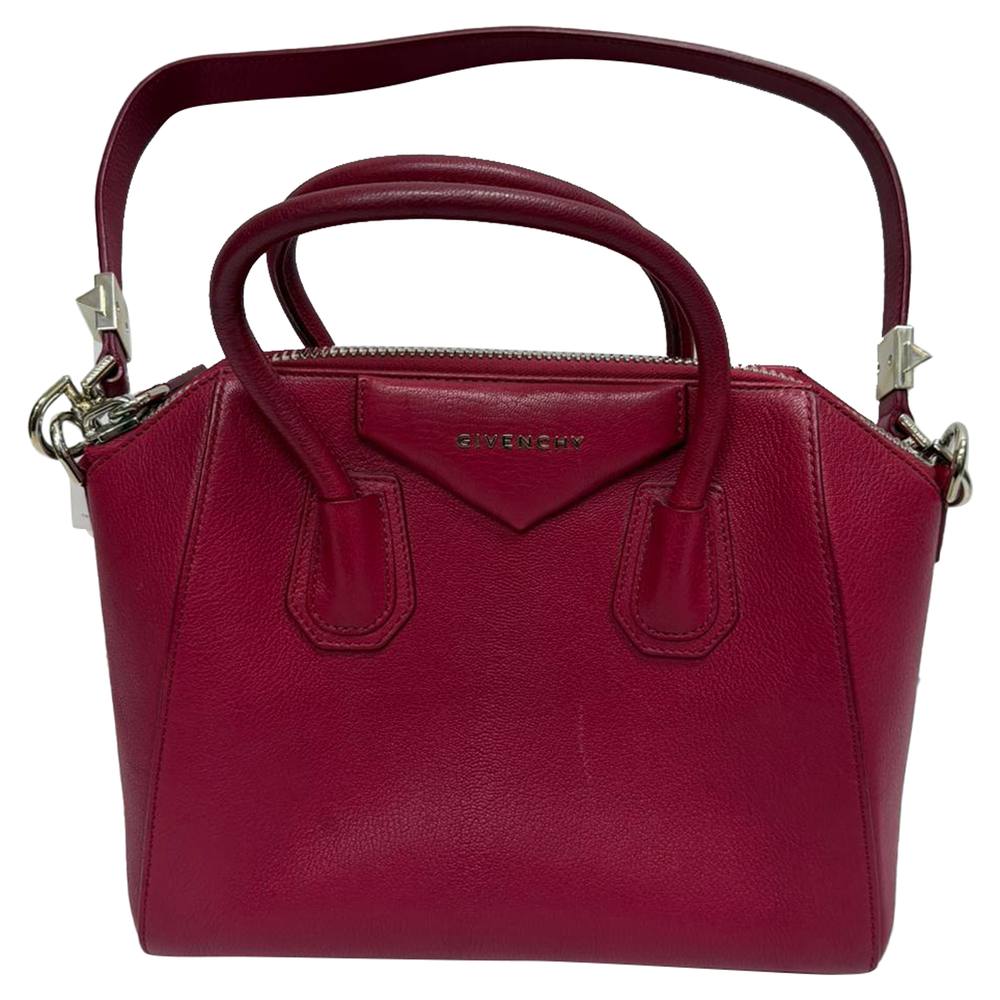 Givenchy Women's Preloved Small Antigona Top Handle Bag in Burgundy Goat Leather