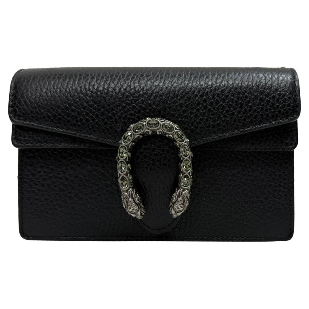 Gucci Women's Preloved Mini Dionysus Shoulder Bag in Black Leather