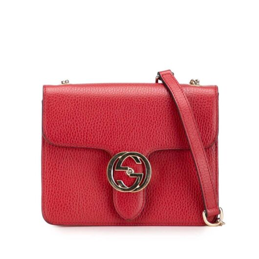 Gucci Women's Preloved Small Dollar Calfskin Interlocking G Crossbody Bag in Red