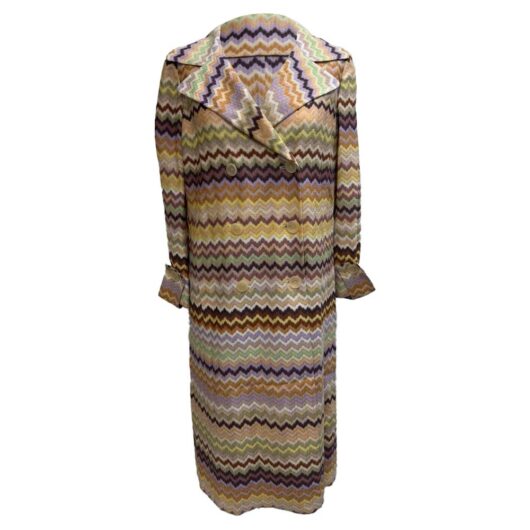 M Missoni Women's Preloved Zig-Zag Double-Breasted Coat in Multicolor Rayon | Size: 44