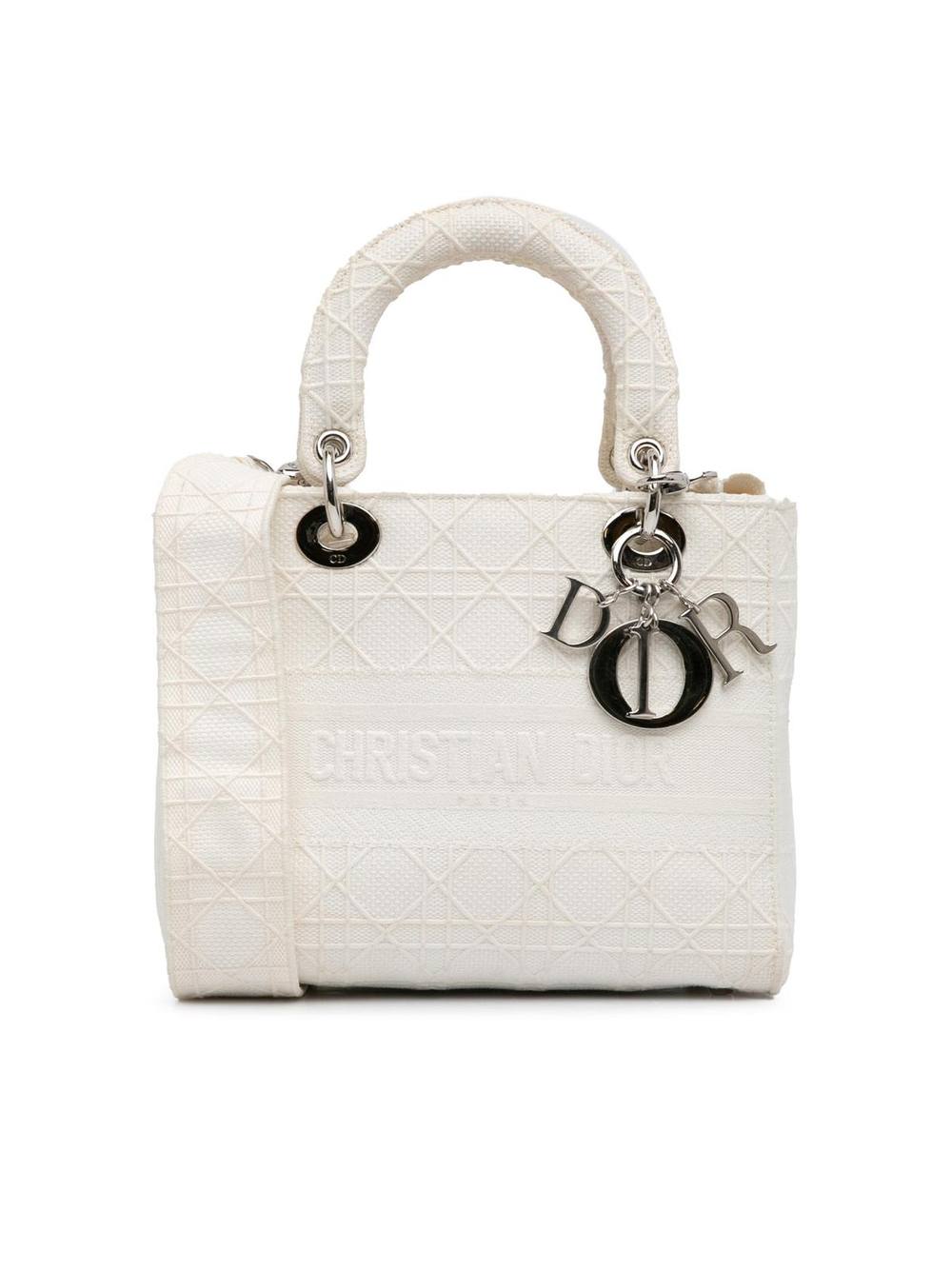 Dior Women's Preloved Medium Cannage Lady D-Lite Bag in White