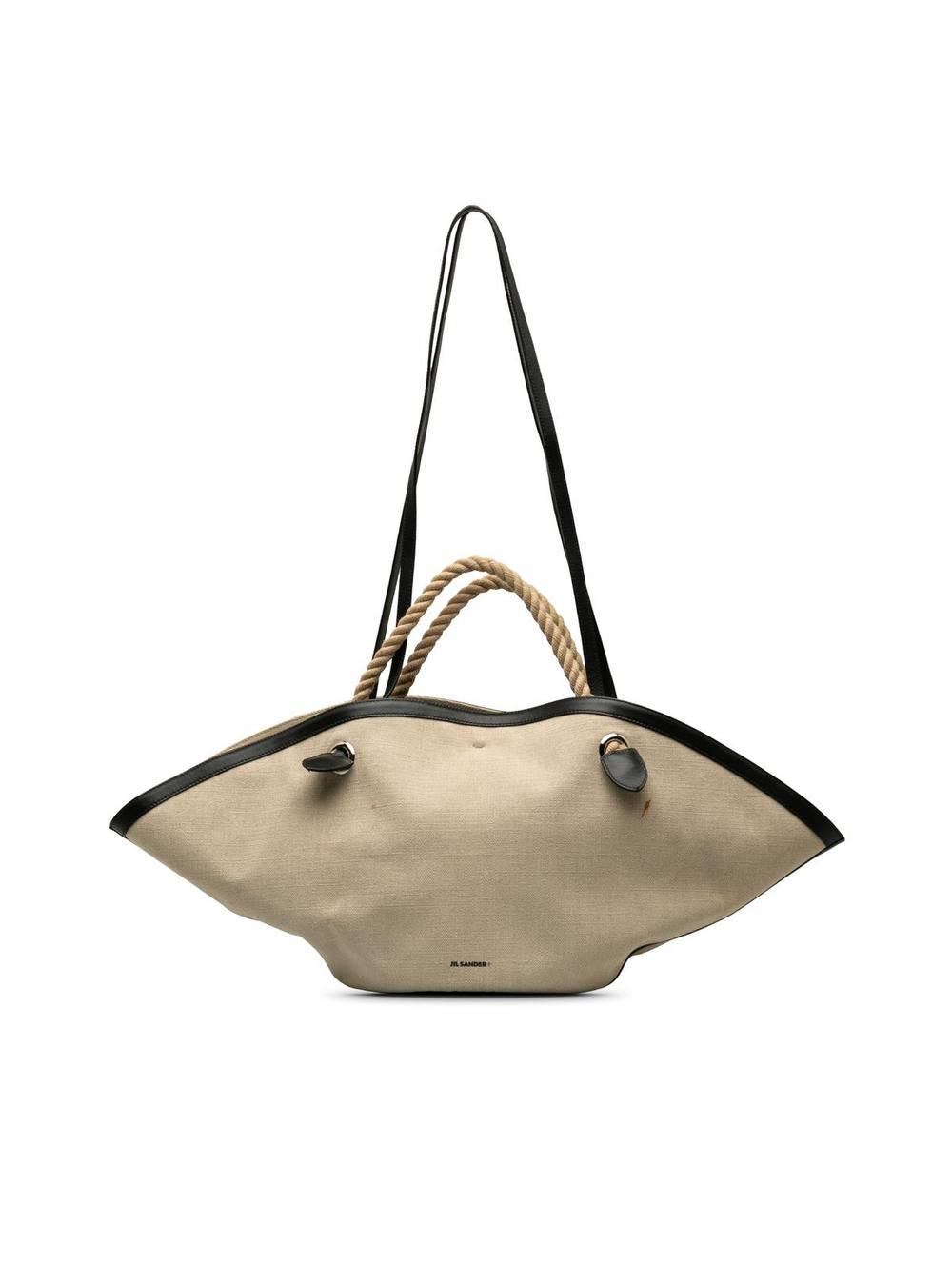 Jil Sander Women's Preloved Canvas Sombrero Satchel Bag in Brown